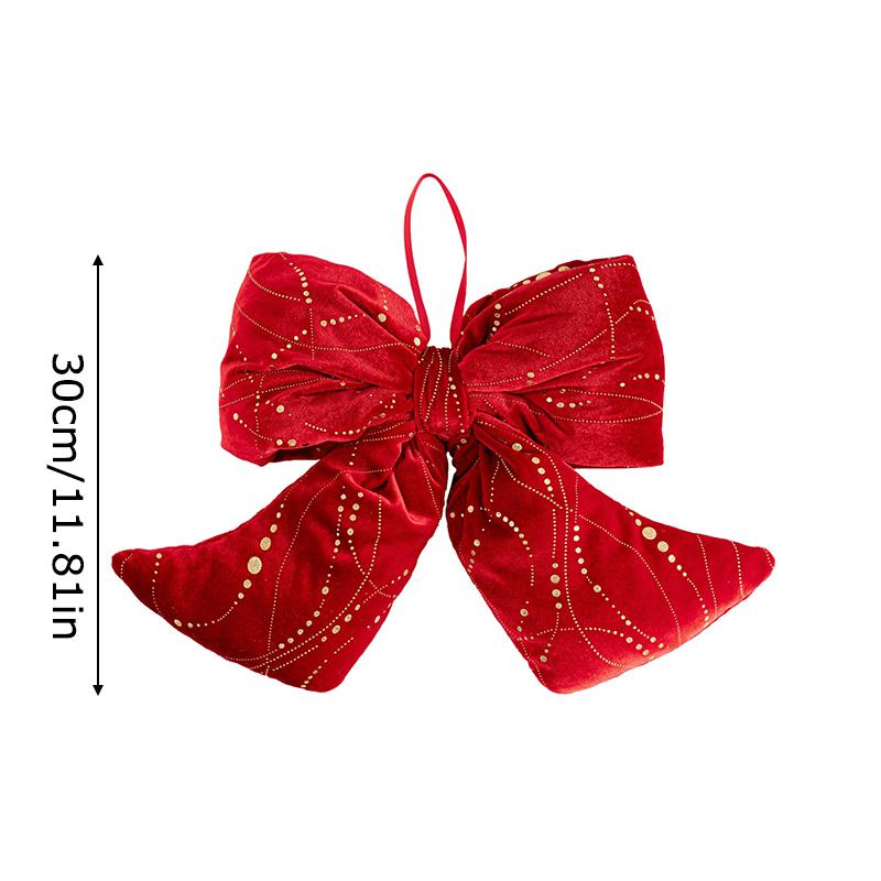1PC Red Fireplace Bows with Glitter Surface Wreath Hanging Pendants Home Big Christmas Cloth Bows Ornaments Party 3 Sizes