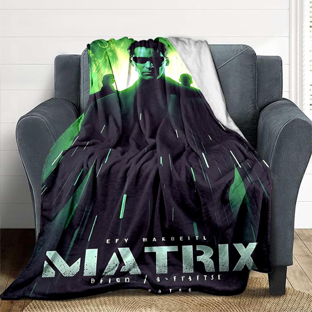 1pc The Matrix Flannel Throw Blanket - HD Printed Lightweight Soft Warm All-Season Blanket for Sofa, Bed, Travel, Camping 046