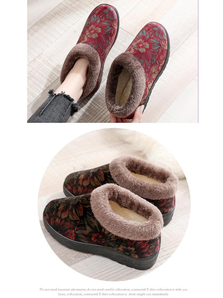 2025 Winter Women's Non-slip Soft Sole Suede Cotton Slippers for Mom