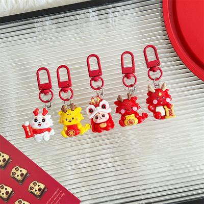 2024 Dragon Year Keychain Cute Cartoon Lucky Dragon Keyring Creative Bag Pendant For Chinese  Year Gifts