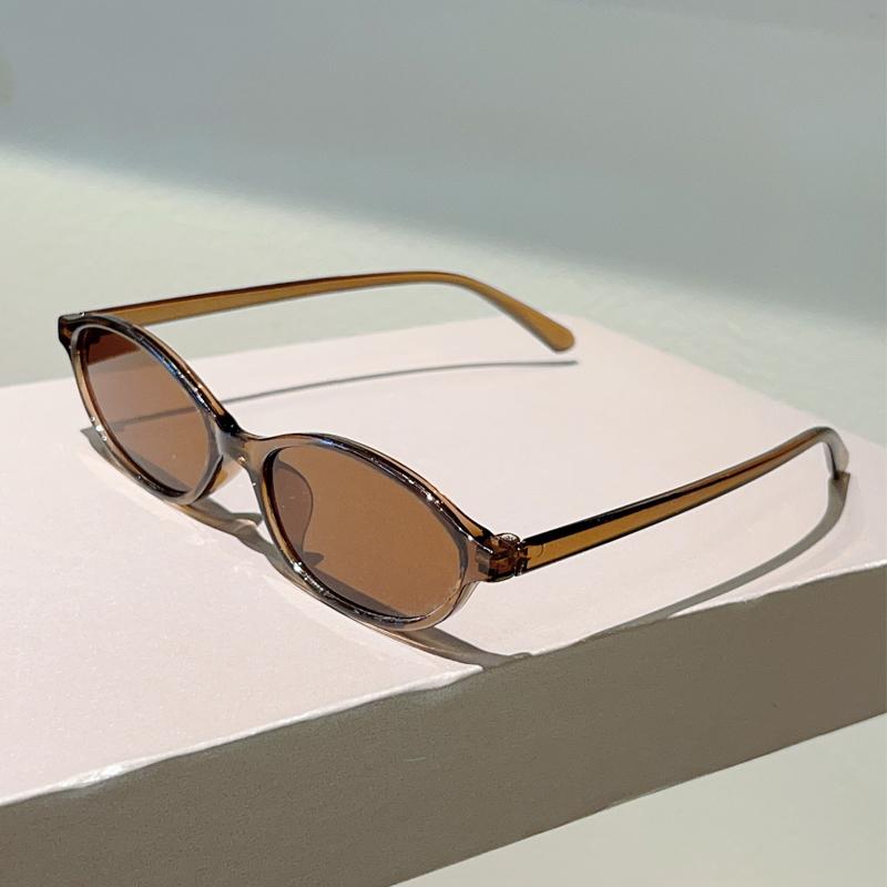 

KAMMPT Oval Sunglasses Women Stylish Vintage Design Casual Decor Shades Trendy Korean Style Candy Color Rim Outdoor Sun Glasses as picture shows