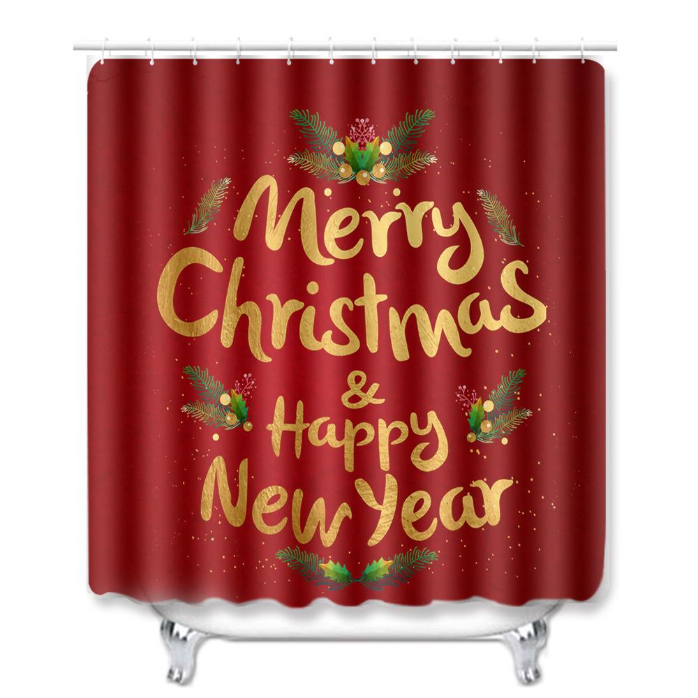 3D Digital Printing Christmas Waterproof Shower Curtain Four-Piece Bathroom Non-Slip Door Mat Bedroom Living Room Floor Mat Carpet