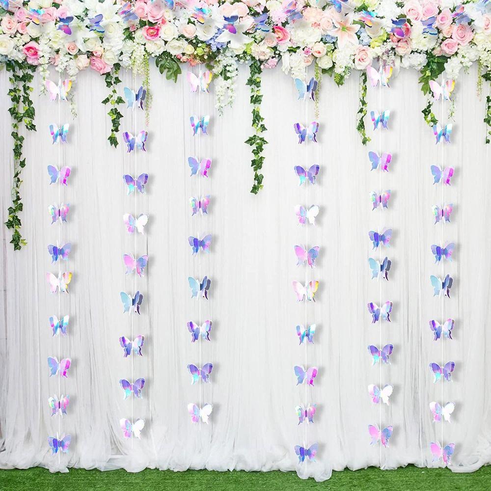 2m 3D Butterfly Paper Banner DIY Party Hanging Decoration  Wedding Birthday