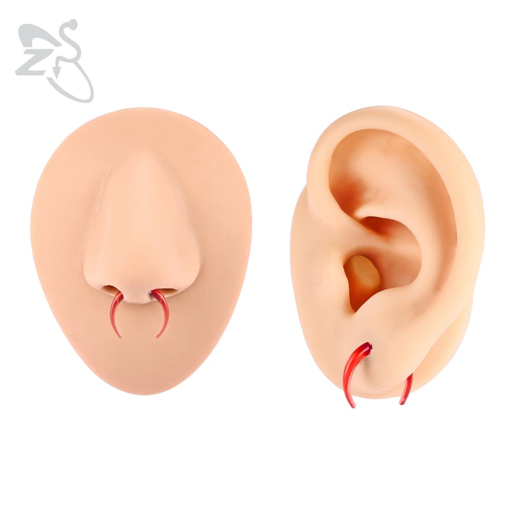 ZS 1 PC Colorful Glass Ear Plug And Tunnel Horn Shape Nose Septum Piercing 00/0/2/4/6G Ears Stretcher Large Gauge Flesh Expander
