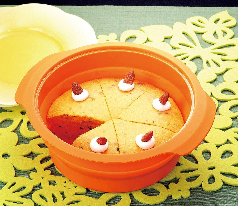 Wahei Freiz Microwave Cooker Silicone Steamer RakuCHIN! Silicone Medium, Orange, RR-5352
