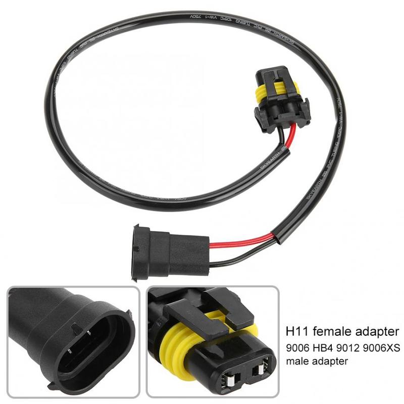 2pcs H11 Female 9006 HB4 9012 9006XS Male Headlight Fog Light Conversion Adapter Connector Cable Sockets Wire Harness