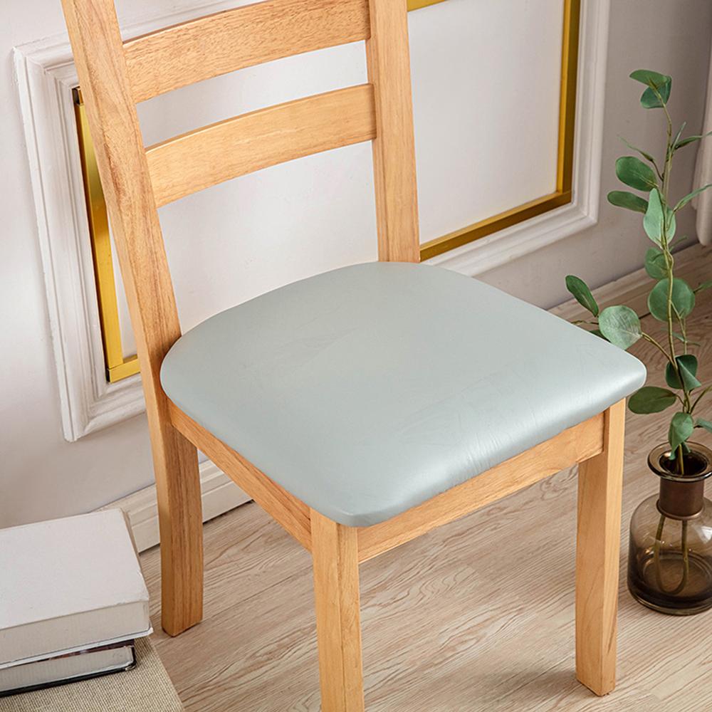 Waterproof PU Leather Dining Chair Slipcovers Removable Cushion Covers for Home Kitchen Hotel Upholstered Chair Protector