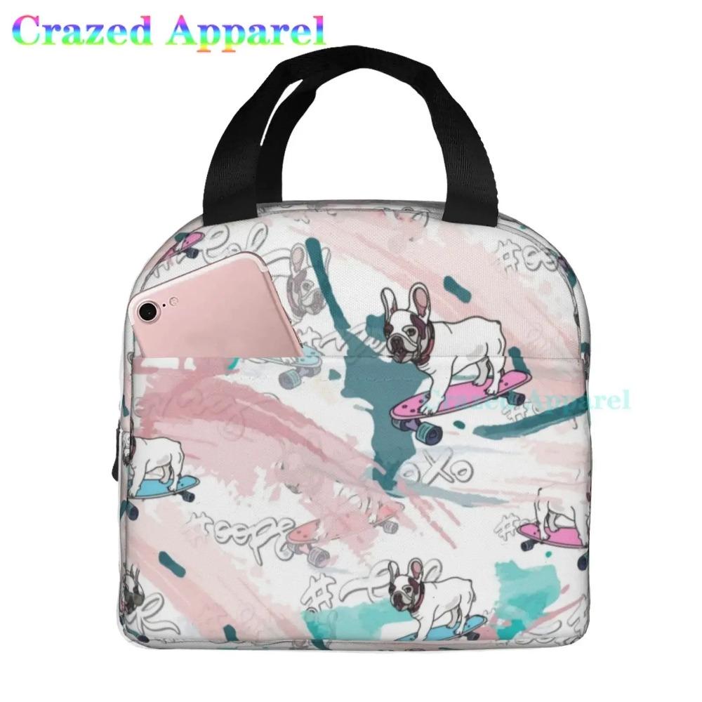 French Bulldog Cute Dog Insulated Lunch Bag Portable Thermal Cooler Box Reusable Picnic Tote Bento Bag for Men Women Kids