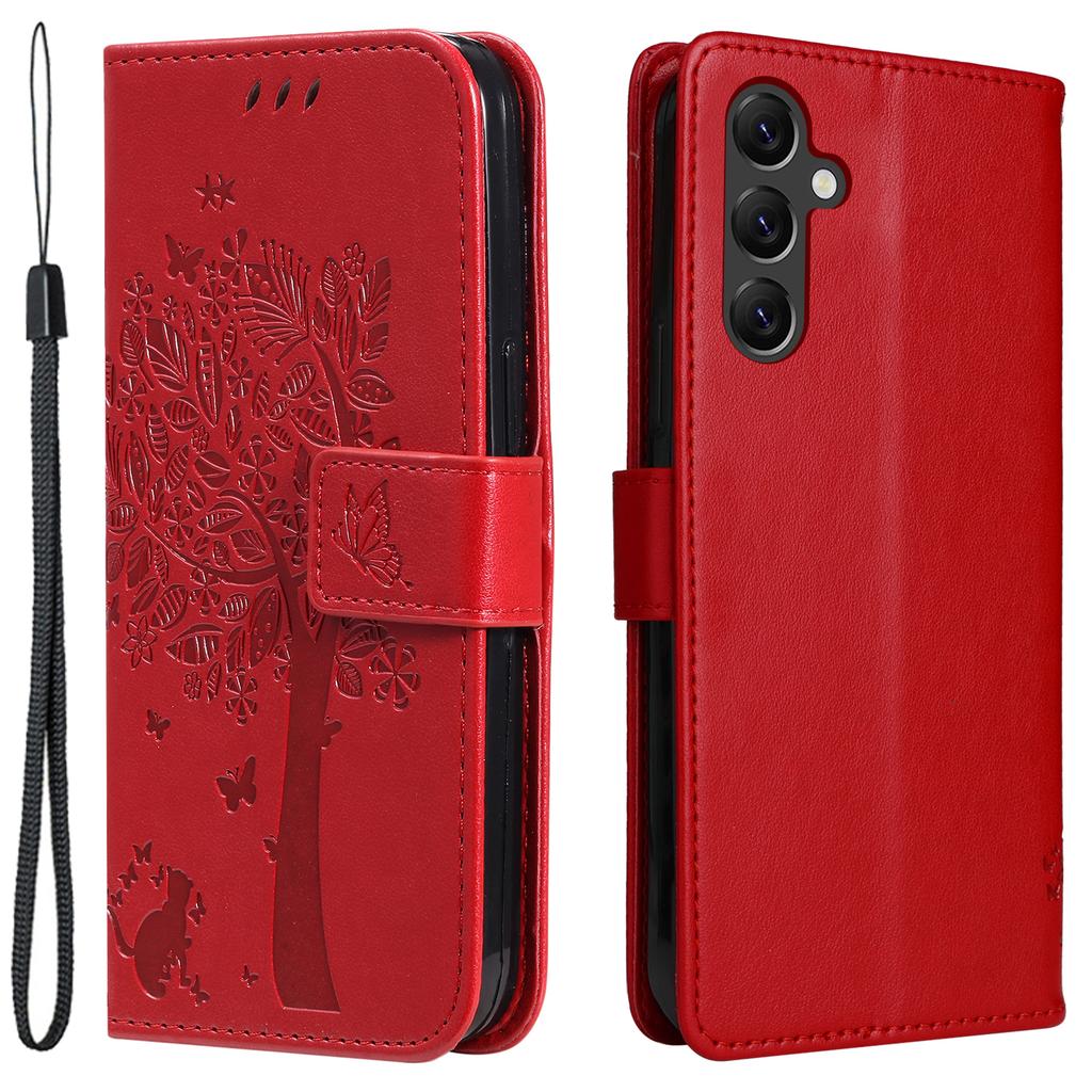 For Samsung Galaxy A05s 4G Phone Case with Stand Cat Tree Pattern Leather Wallet Mobile Cover