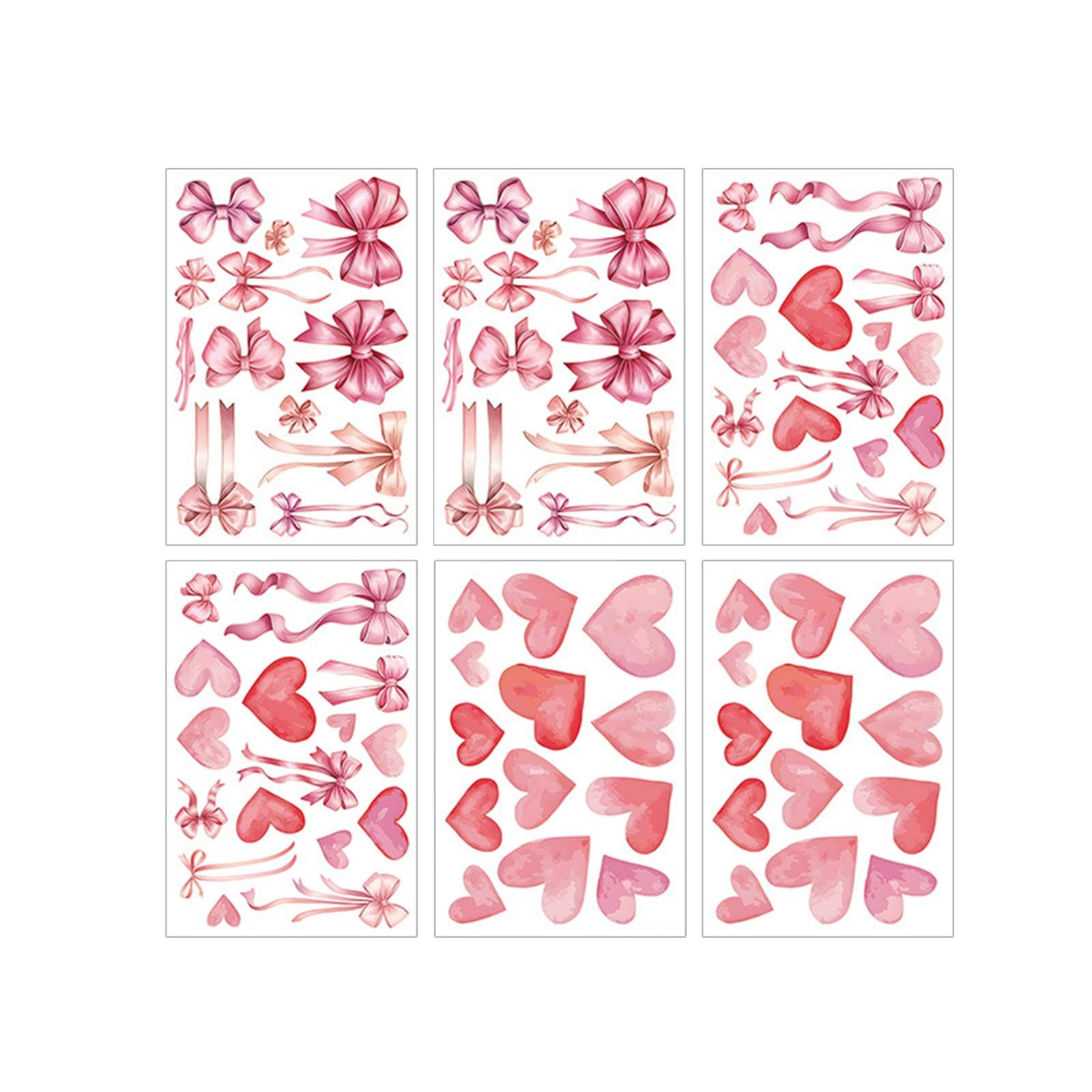 

6 листов наклеек на стену с бантами, милое украшение для комнаты, спальни, акварельные обои с бантами, наклейки на стену с бантами для девочек, аксессуары для семейной вечеринки, свадьбы One Size