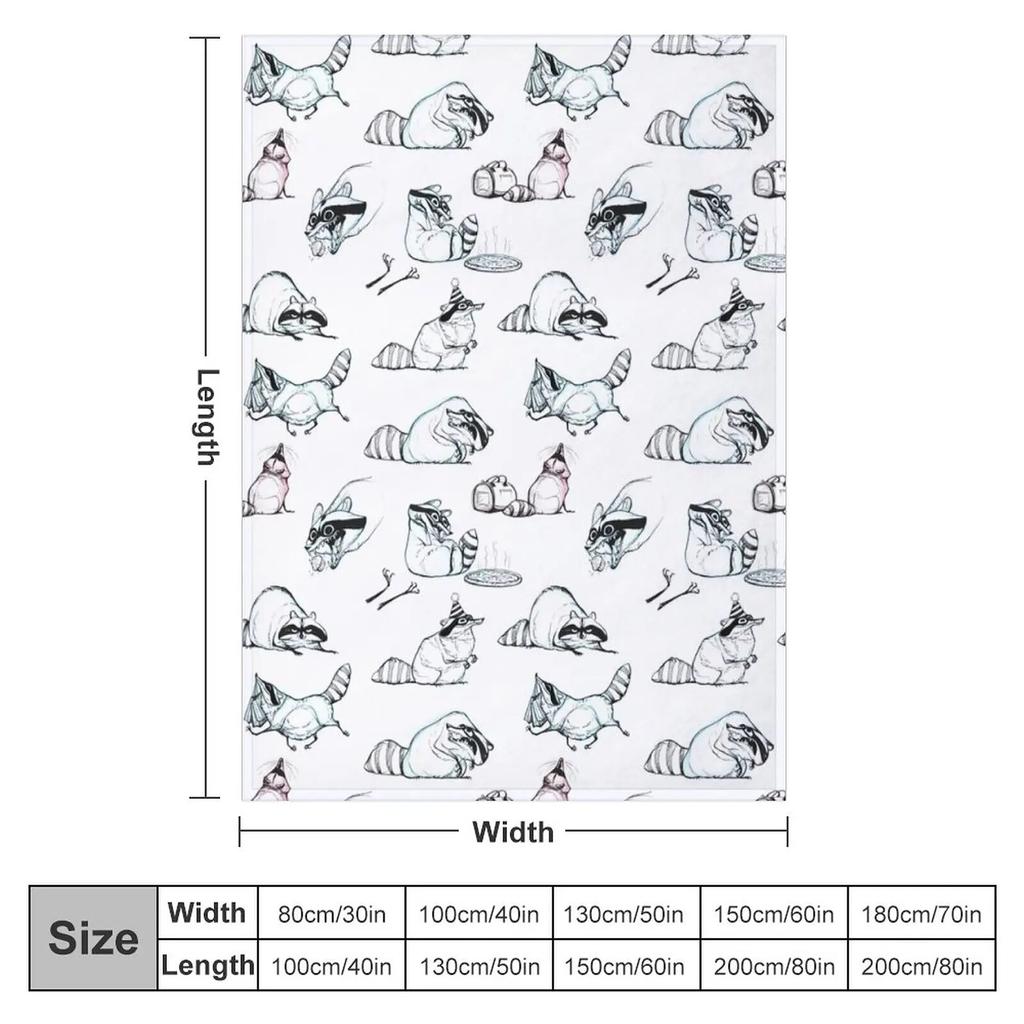 Waschbär-Comic-Muster-Überwurfdecke, riesige Sofadecke, pelzige Decken, Manga