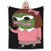 Sad P-Pepe Frog Meme Flannel Blanket Winter  Soft Throw Blanket for Children Living Room Novelty Bedspread Sofa Bed Cover