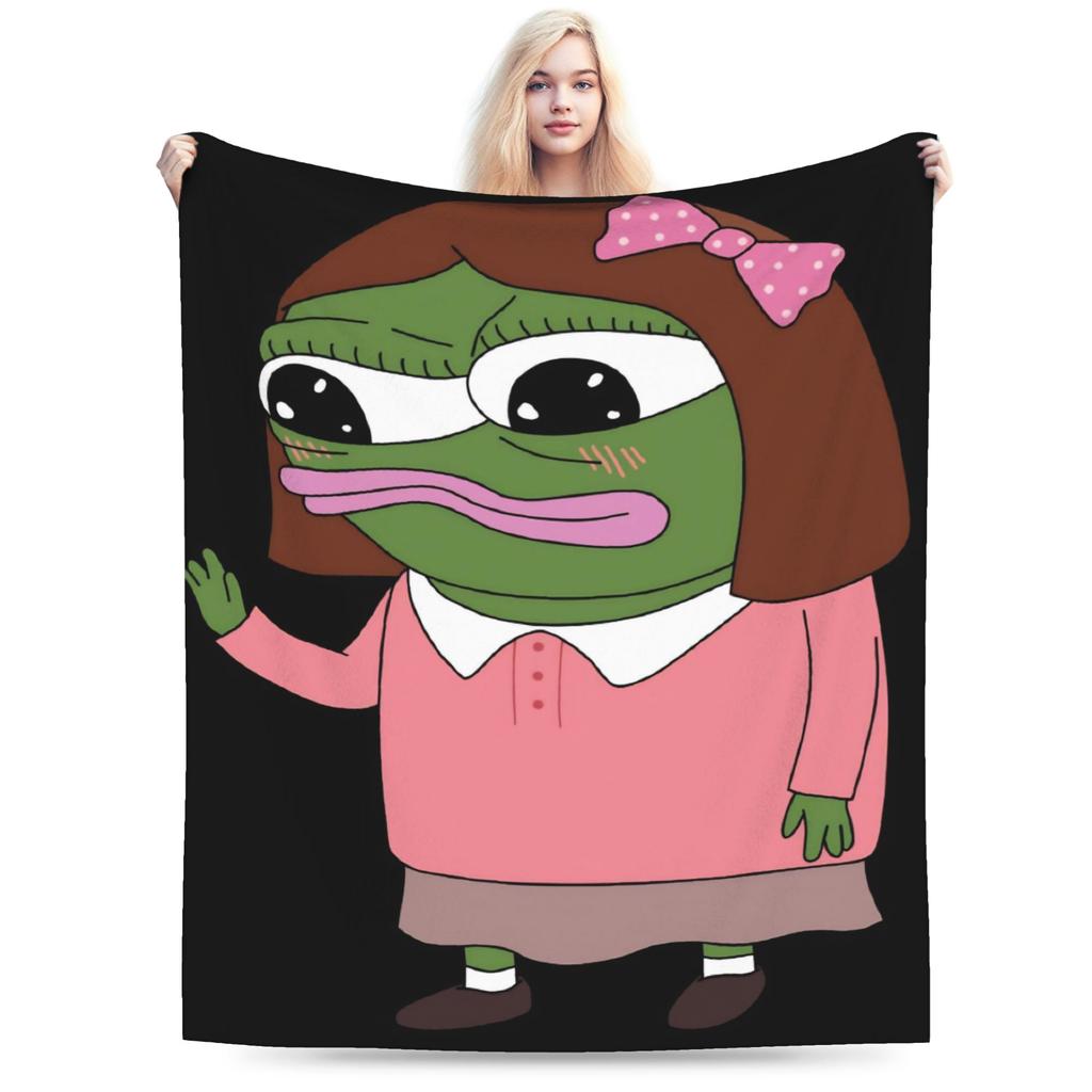 Sad P-Pepe Frog Meme Flannel Blanket Winter Soft Throw Blanket for Children Living Room Novelty Bedspread Sofa Bed Cover
