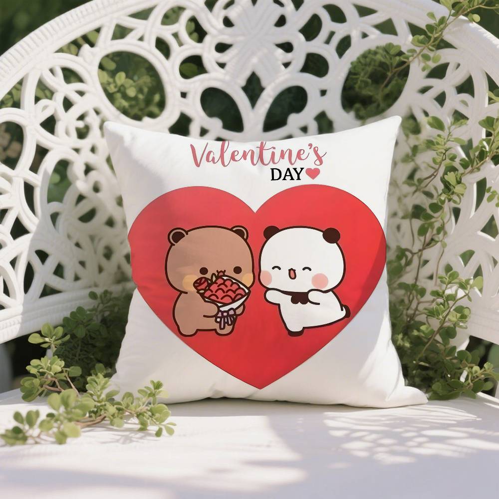 Cartoon Bubu & Dudu Lovely Pillow Case Anti-dustmite Pillowcase Invisible Zipper Silky Short Plush Sofa Cushion Cover