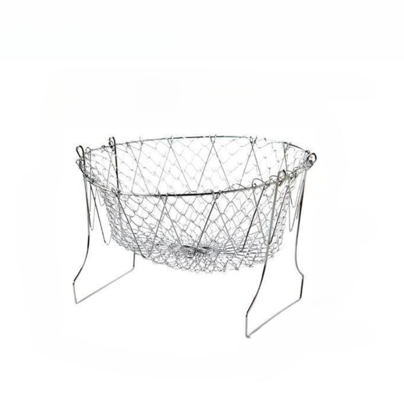 1PC Frying Basket Stainless Steel Foldable Multifunctional Drainer Basket Home Frying Strainer Kitchen tools