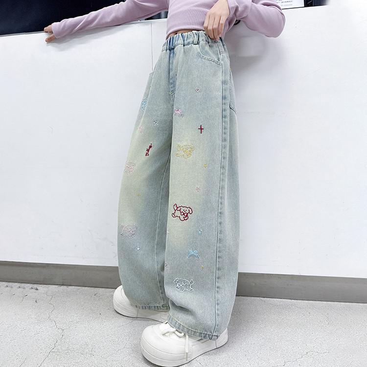 

Девочки Джинсы Прямые Штаны Широкие Штанины Весенняя Одежда Корейские Джинсы Детские Универсальные Повседневные Девочка 170