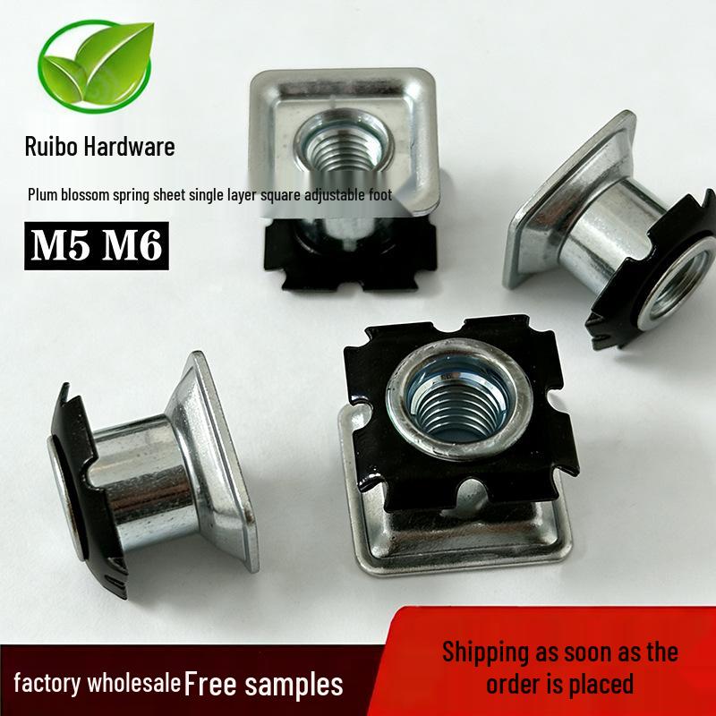 Adjustable Iron Pipe Base with Double Layer Star Insert Nut Square Base 15*14.5, Qty 10L
