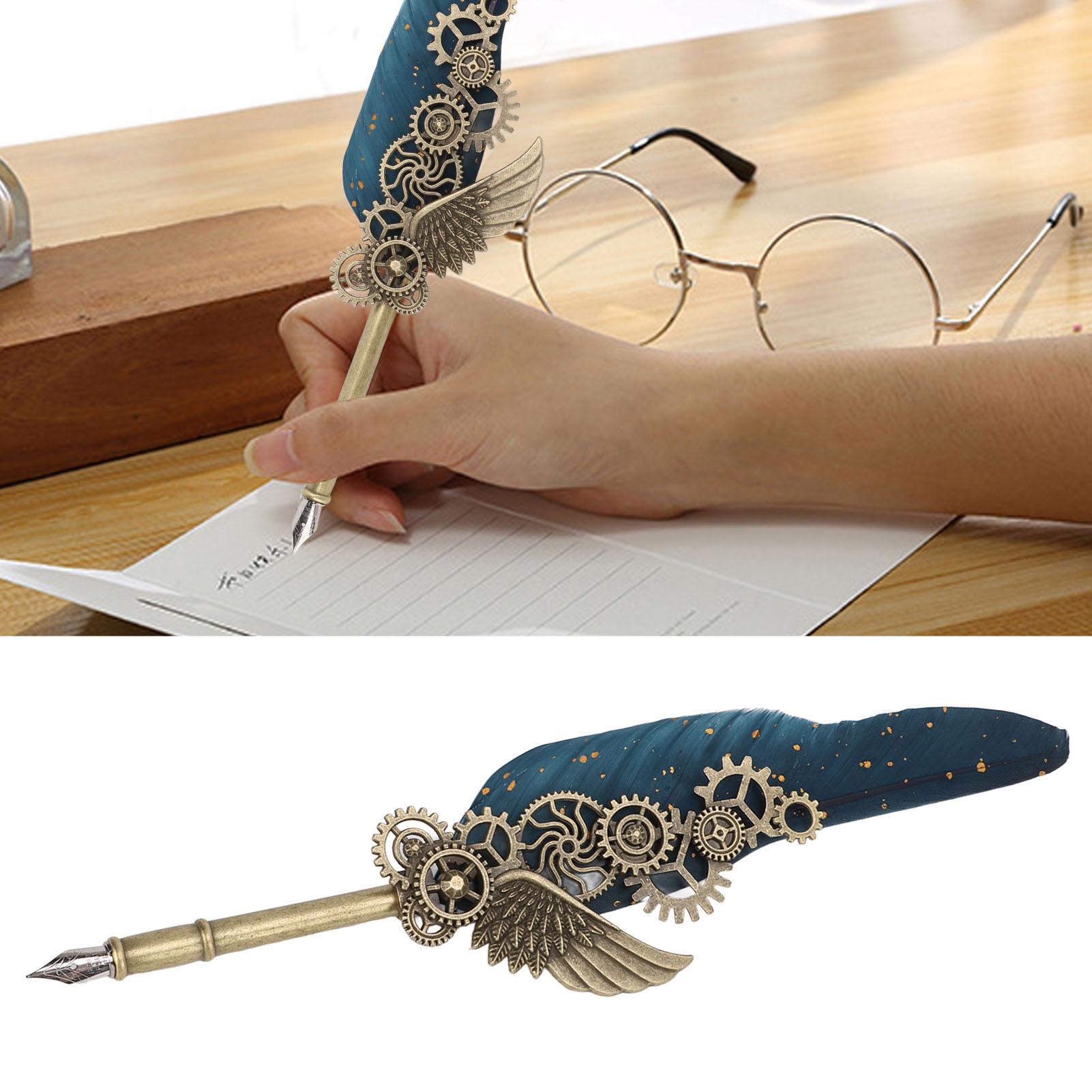 Quill Pen and Ink Set Vintage   Glossy Writting Stainless Steel Nib Wear Resistant   Delicate Texture Quill Pen