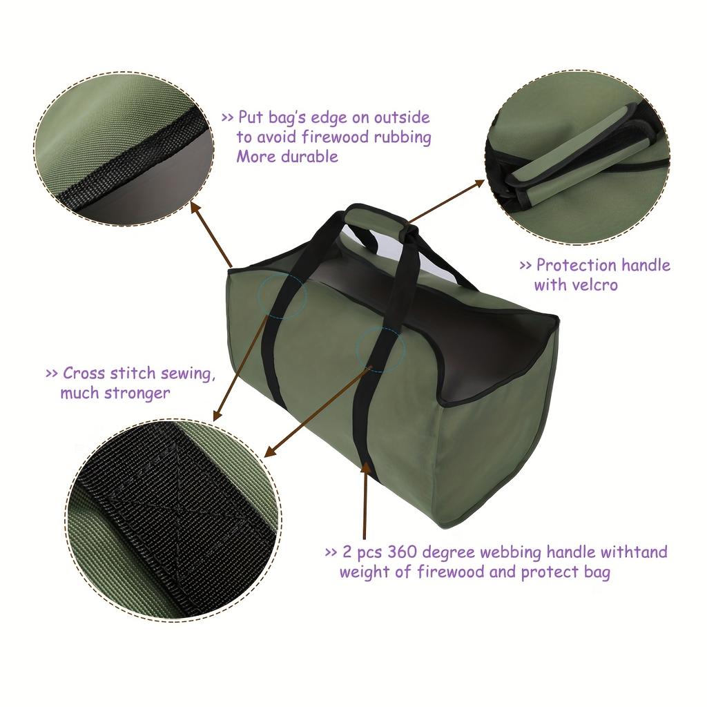 1pc Outdoor Travel Camping Firewood Log Carrying Tote Bag Multifunctional Large-capacity Home Bedroom Storage Bag