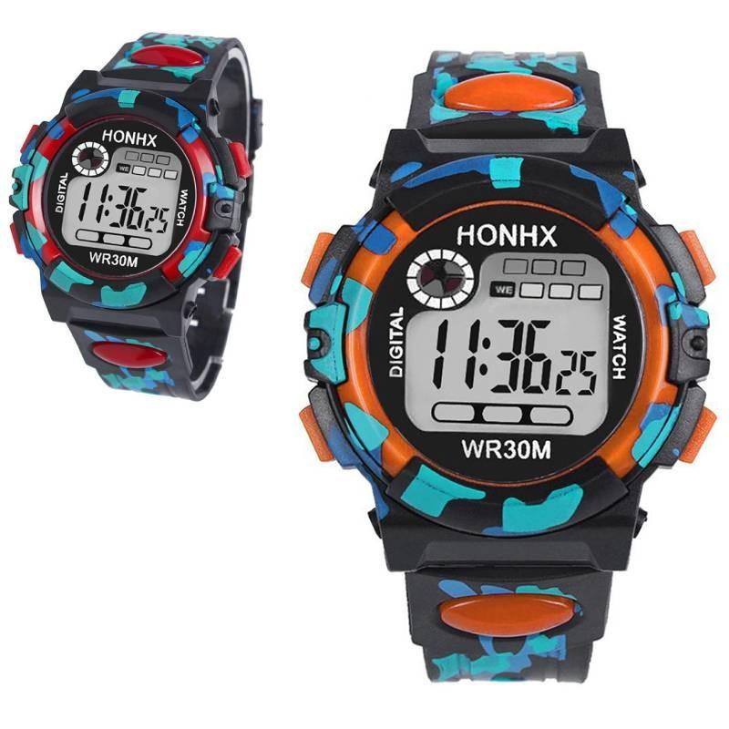 Honhx Men's Multi-functional Led Sports Watch In Stylish Camouflage Design For Students And Kids With Waterproof Features And Night Light