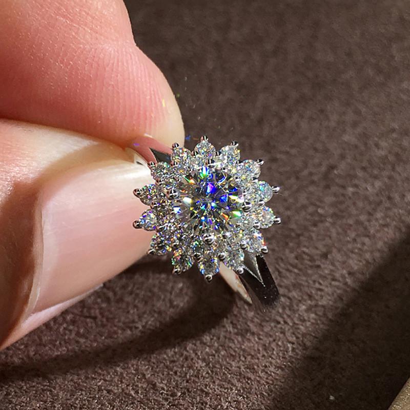 CopperFlower Rings For Woman AAA Cubic Zirconia Couple Zircon Wedding Rings Jewelry Gifts