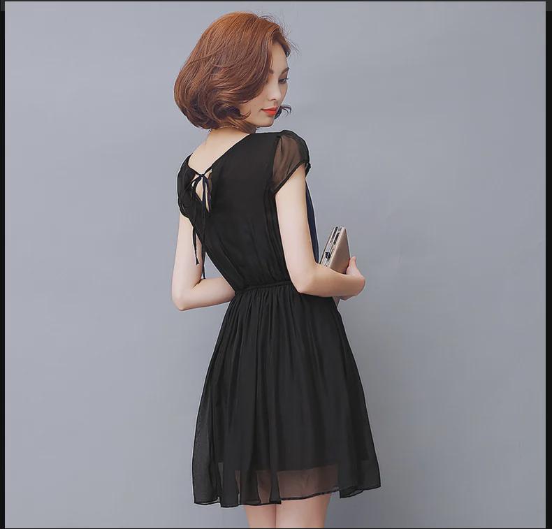 Mulberry Silk Slim Fit Short-Sleeved Summer Dress for Women, Large Sizes Available