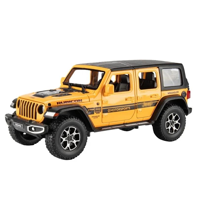 1/22 Jeeps Wrangler Rubicon Alloy Model Car Toy Diecasts Metal Casting Pull Back Sound and Light Car Toys for Children Vehicle