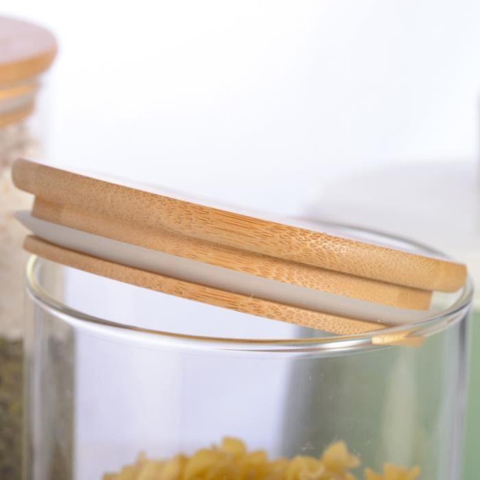 4x1300ml pots de rangement alimentaire conservation en verre borosilicate avec couvercle hermétique (10x20cm)