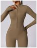 European & American Long Sleeve Zipper Bodysuit - Hip-Lifting Fitness & Yoga Pants for Women In Black