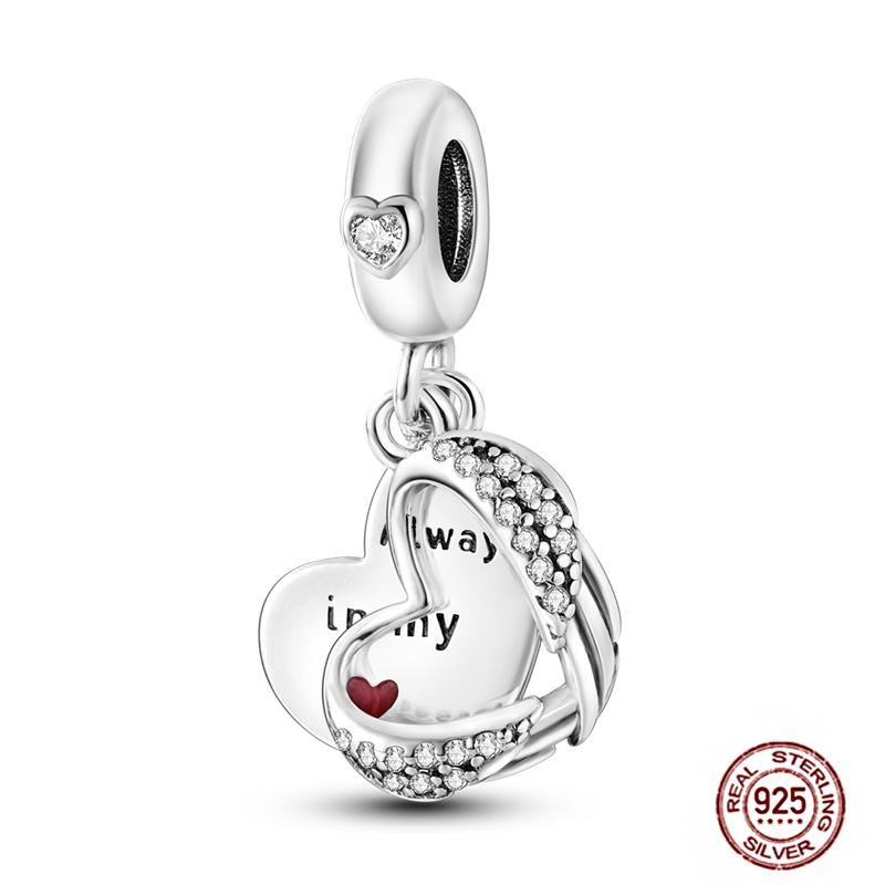 Copper Charms Great Love Mother Family Sister Pink Heart Tulip Cha Beads Fit Original Bracelet Diy Mother'S Day Jewelry Gift