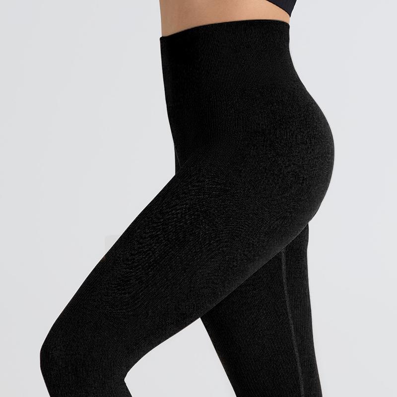 Seamless Ribbed Plus Size Yoga Pants for Women - Butt-Lifting, No Lines, Long European & American Style.