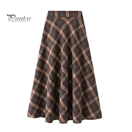 

Женская юбка миди с эластичной резинкой и высокой талией, клетчатый принт, приталенная юбка А-силуэта с широким подолом, повседневная юбка для поездок на работу и в уличном стиле M