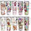 Cartoon pattern Labubu 40oz car cup 304 stainless steel thermos cup Labubu car straw Bingba cup
