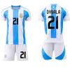 Camiseta de Local de la Copa América 2024-25 Argentina Equipo Nacional Azul-Blanco #10 Messi #21 Dybala Camisetas de Fútbol