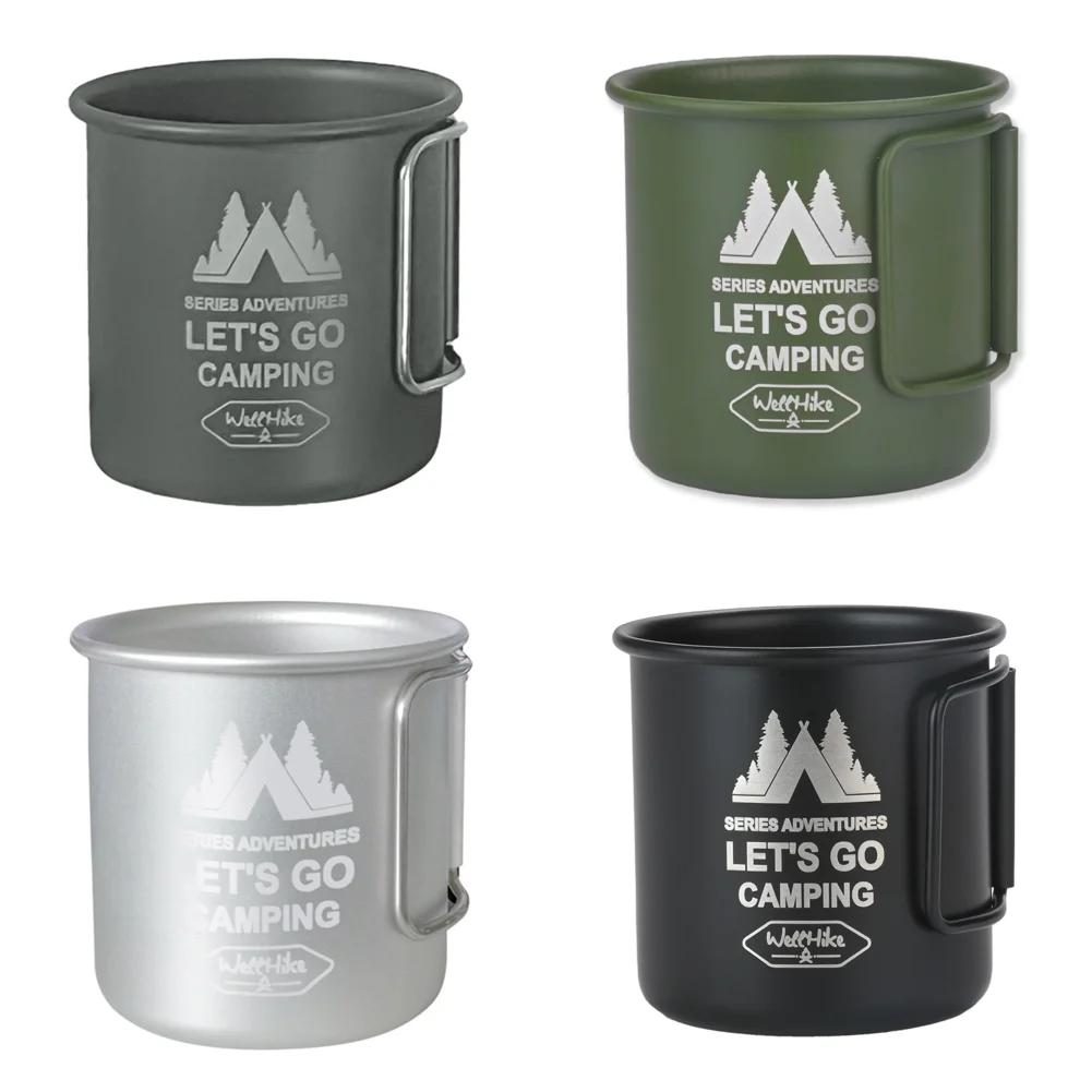 300ML Camping Mug Outdoor Aluminium Alloy Water Cup with Foldable Handle Tea Beer Coffee Mug Coffee Wine Cup for Hiking Travel