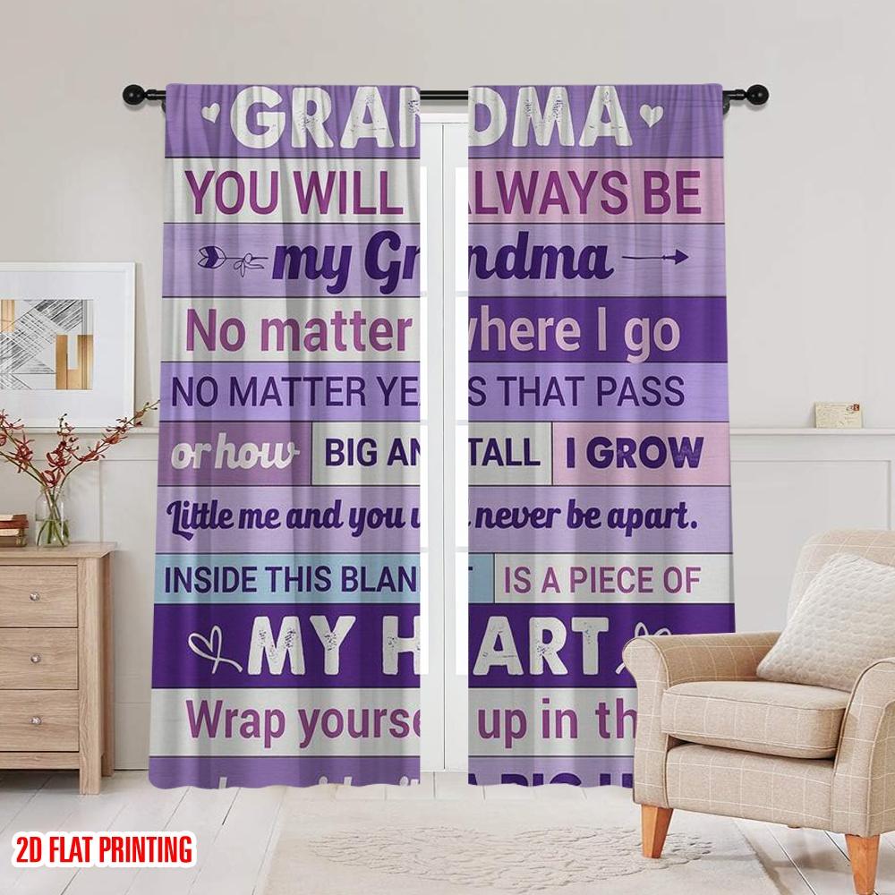 2pcs,2D plane printing Creative Curtains Grandmas Love Blanket Durable 100% Polyester Fabric (without rod) Versatile All Use for