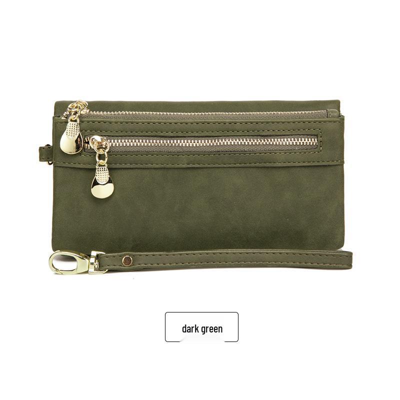 Women's Frosted Retro Long Wallet - Korean Style Multifunctional Clutch and Coin Purse