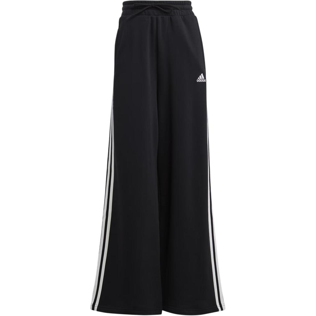 adidas Essentials 3 Stripes French Terry Wide Pants Black White Women's Lifestyle Pants HZ5747