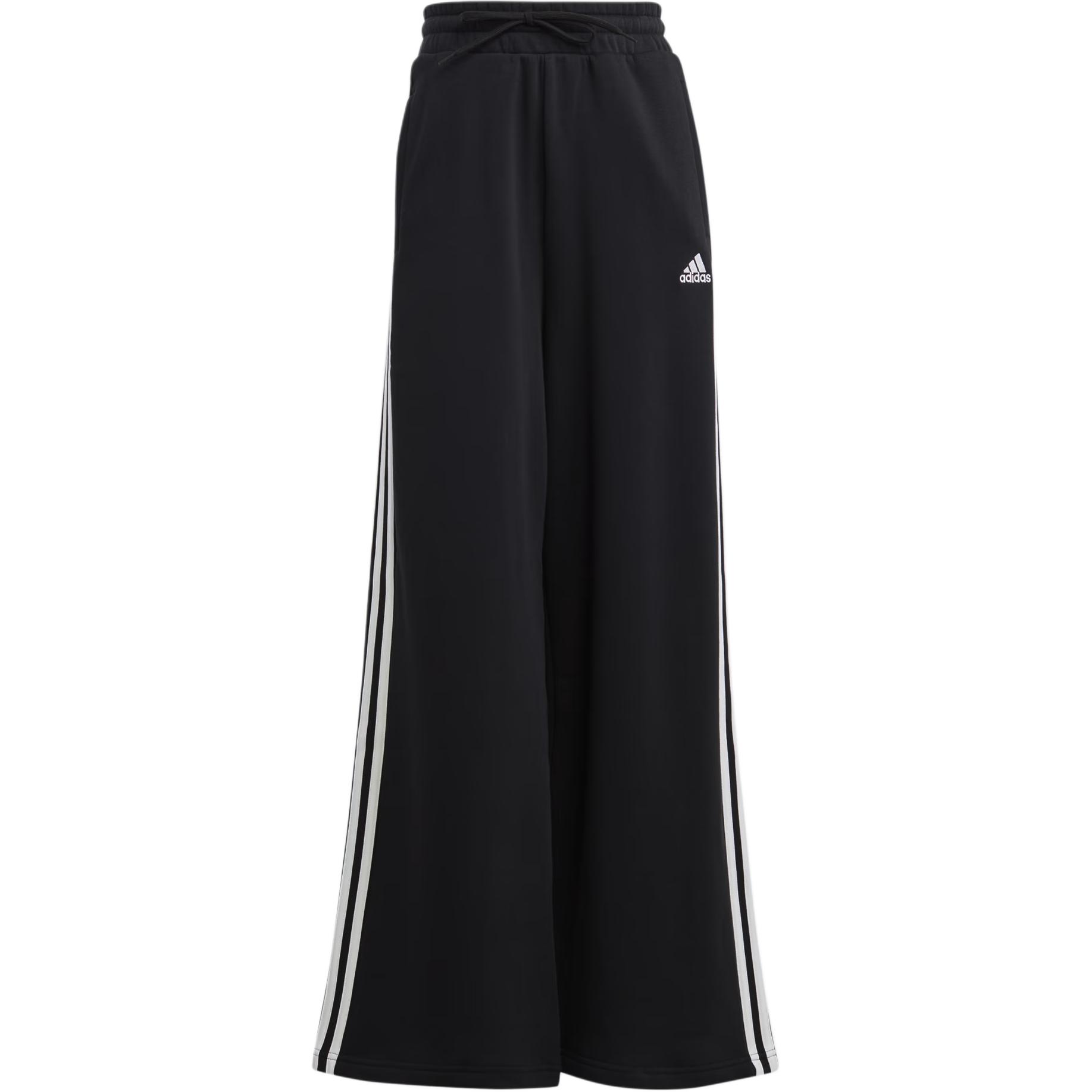 Adidas Essentials 3 Stripes French Terry Wide Pants Black White Women s Lifestyle Pants HZ5747 L