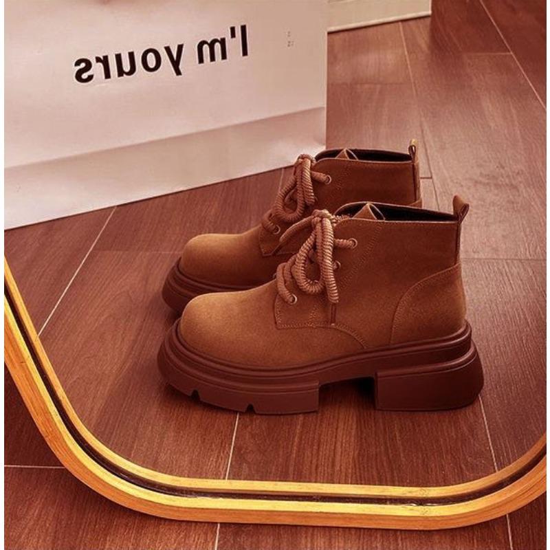 

Retro short short boots women s autumn new platform boots heightened huge comfortable brown Martin boots 40 коричневый