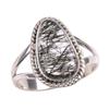 Natural Black Rutile Gemstone 925 Solid Sterling Silver Jewelry Ring S.7.5 v5Y24