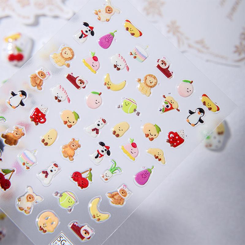 SKY Cute Cartoon Animal Jelly Nail Art Stickers - Celebrity Style Little Bear DIY