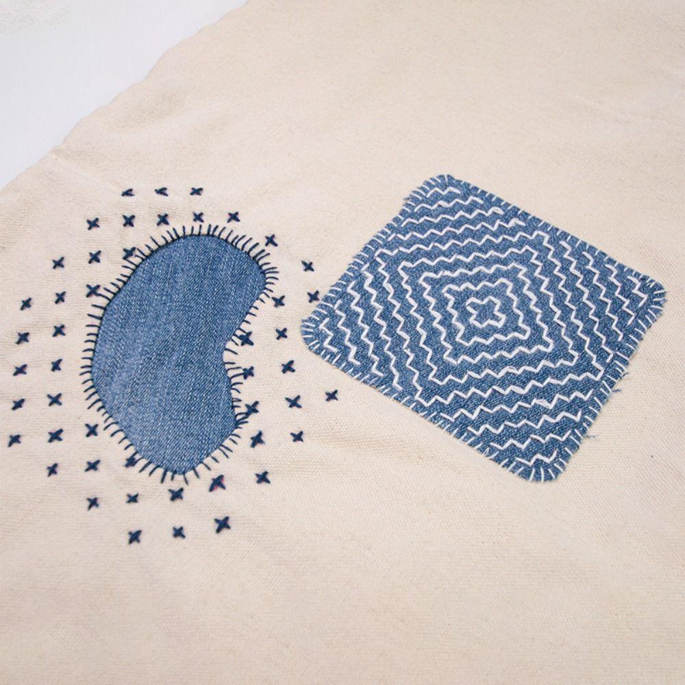 Denim Fabric Hand Embroidery Sashiko Kit Water Soluble Hand Quilting Sewing Supplies  for Beginners