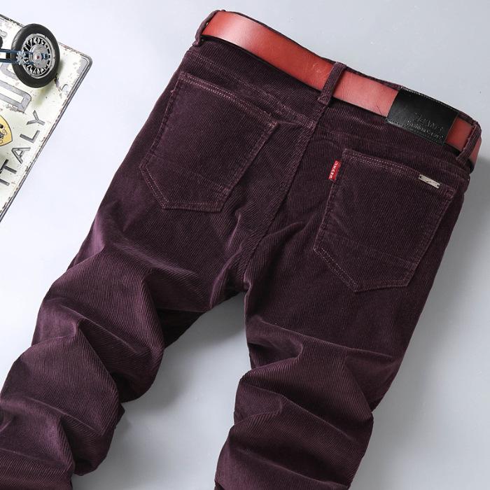 

Осенне-зимние мужские модные легкие бархатные брюки, прямые облегающие эластичные брюки, универсальные деловые повседневные брюки 40 вино красного