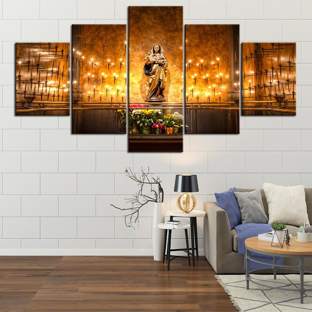 

5 Piece Catholic Virgin Mary Canvas Painting Wall Art Pictures Prints on Canvas Home Decor Wall Poster Decoration for Bedroom 20x35 20x45 20x55cm