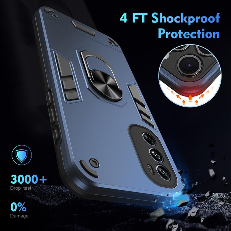 Shockproof Armor Metal Ring Cover For Motorola Moto G41 G42 G53 G54 G55 G60 G62 G72 G82 G84 G85 Magnetic Car Holder Phone Case