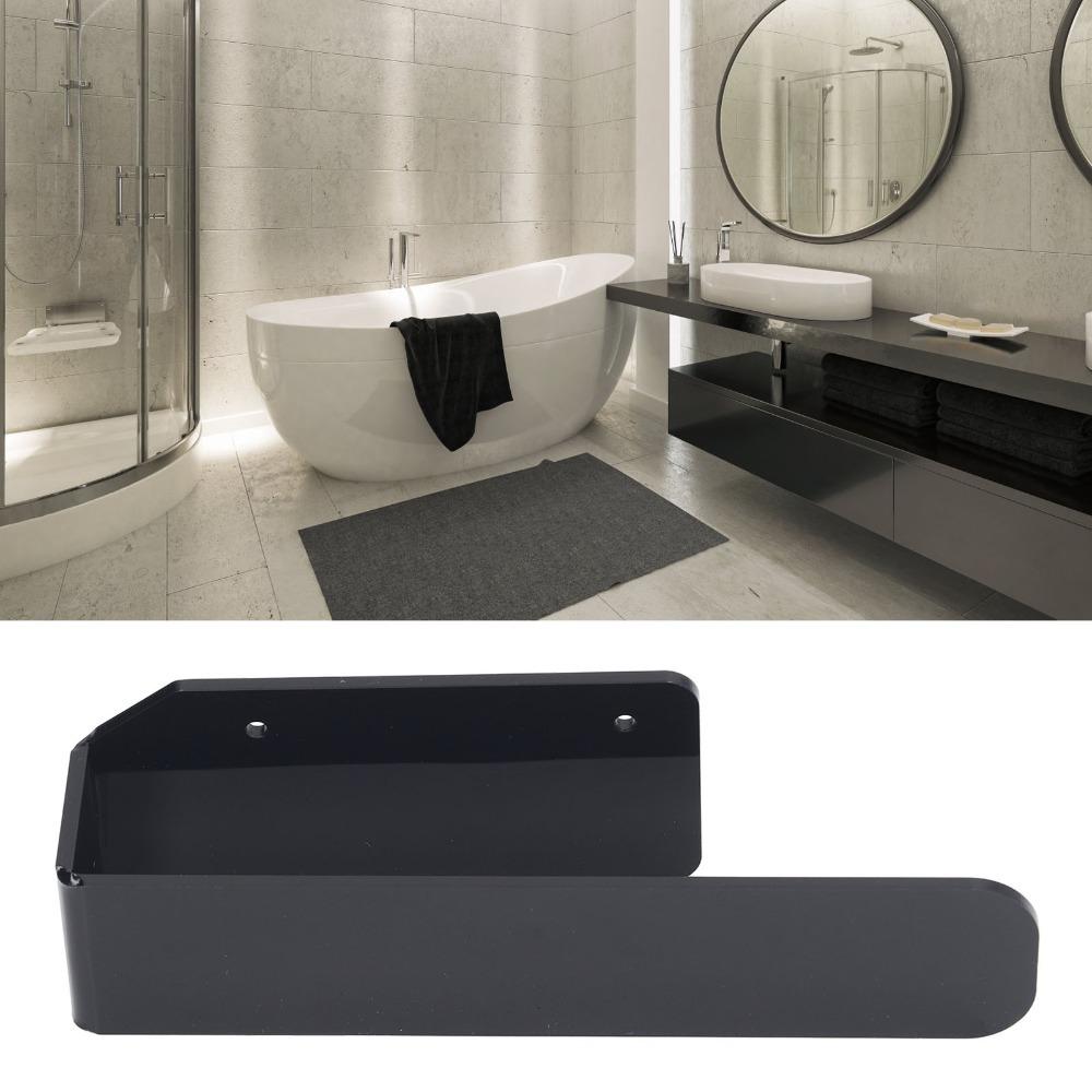 Transparent Black Hand Towel Holder Wall Mounted Towel Hanger Bathroom Kitchen Toilet Laundry Room