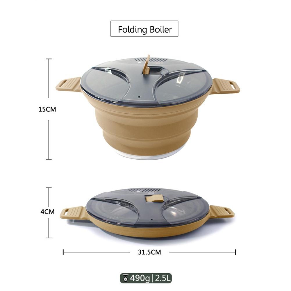 2.5L Skládací hrnec Kempingové hrnce na vaření Nádobí Venkovní Silikonová konvice na vodu Pánev Hrnec Cestování Turistika Piknik Nádobí Vybavení