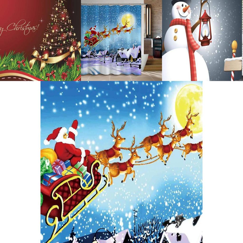 3d Printed Christmas Bath Curtain Thickened Polyester Fabric Waterproof Home Decor For Holiday Season 77