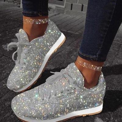 2025 Nuove Sneakers Basse da Donna Casual Bling Scarpe Vulcanizzate Donna Rete Allacciate con Plateau Taglie Forti Moda Outdoor Scarpe Donna